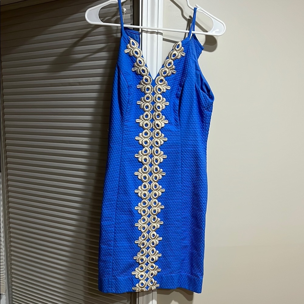 Lilly Pulitzer Blue Sheath Mini Dress with Spaghetti Straps